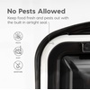 image:imageIRIS USA Large Round Top Entry Cat Litter Box with Scoop WhiteBeige and 10 Lbs  1275 Qt WeatherPro Airtight Pet Food Storage Container set Particle Catching Grooved Keep Pests Out Clear Black