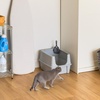 image:imageIRIS USA Large Top Entry Cat Litter Box with Lid Enclosed Covered Cat Litter Box for Indoor Cats Dog Proof Design Odor Control Litter Tracking Reduction Scoop Included WhiteGrayGray