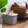 image:imageIRIS USA Large Top Entry Cat Litter Box with Lid Enclosed Covered Cat Litter Box for Indoor Cats Dog Proof Design Odor Control Litter Tracking Reduction Scoop Included WhiteGrayGray