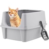 image:imageIRIS USA Large Top Entry Cat Litter Box with Lid Enclosed Covered Cat Litter Box for Indoor Cats Dog Proof Design Odor Control Litter Tracking Reduction Scoop Included WhiteGrayGray