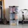 image:imageIRIS USA 60 Qt Storage Bins with Gasket Seal Lid 3 Pack  BPAFree Heavy Duty Moving Containers Tight Latch Weather Proof Tote WEATHERPRO  ClearChrome60 Qt  3 Pack