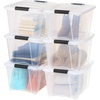 image:imageIRIS USA 72 QT Plastic Storage Box with Lid and Latches  4 Pack  BPAFree SeeThrough Organizing Solution Durable Nestable Stackable Containers Secure Pull Handle  ClearClear