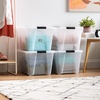 image:imageIRIS USA 72 QT Plastic Storage Box with Lid and Latches  4 Pack  BPAFree SeeThrough Organizing Solution Durable Nestable Stackable Containers Secure Pull Handle  ClearClear