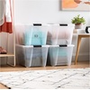 image:imageIRIS USA 72 QT Plastic Storage Box with Lid and Latches  4 Pack  BPAFree SeeThrough Organizing Solution Durable Nestable Stackable Containers Secure Pull Handle  ClearClear