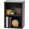 image:imageIRIS USA 2Tier Open Cubby Storage Shelf Small Sturdy Storage Bookshelf Cabinet Cube Storage Organizer for Living Room Bedroom Guest Room Office Dorm Room and Bathroom Black