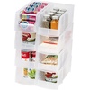 image:imageIRIS USA Extra Small Stackable Storage Bins 15Pack 55 x 45 x 3 inch Made in USA Plastic Open Front Shelf Bin for Organizing Parts Hardware Tools Supplies Garage Shelf Pantry  BlackClear