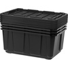 image:imageIRIS USA 4Tier Heavy Duty Plastic Shelving Unit and Heavy Duty Storage Tote Bins Modular Shelf Garage Rack Organizer  4Pack 27 Gallon Storage Containers  BlackYellowBlack