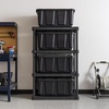 image:imageIRIS USA 4Tier Heavy Duty Plastic Shelving Unit and Heavy Duty Storage Tote Bins Modular Shelf Garage Rack Organizer  4Pack 27 Gallon Storage Containers  BlackYellowBlack