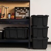 image:imageIRIS USA 4Tier Heavy Duty Plastic Shelving Unit and Heavy Duty Storage Tote Bins Modular Shelf Garage Rack Organizer  4Pack 27 Gallon Storage Containers  BlackYellowBlack