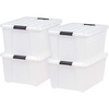 image:imageIRIS USA 45 Quart Plastic Storage Container Bin with Latching Lid Pearl 4 Pack